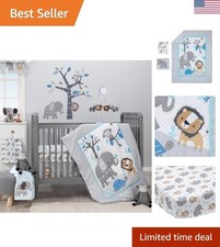 Adorable Jungle-Themed 3-Piece Crib Bedding Set - Machine Washable  Easy Care