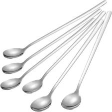 Briout 9 Inches Long Handle Spoon, 6 Pieces Iced Coffee Spoons, Ice Cream Tea Sp