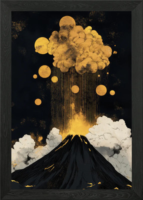 Gerahmtes Wandbild Goldener Vulkanausbruch Poster Leinwanddruck Bild