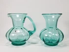 Vintage Blenko Glass 709 Pitcher & 706 Vase 6” Ice Blue VF+ Lot Qty 2 VF+