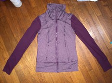 RBX womens XS performance workout warmup full zipp jacket maroon striped