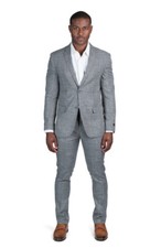 Slim Fit 2 Button Mens Suit Tweed Forest Green Notch Lapel Flat Front Pants AZAR