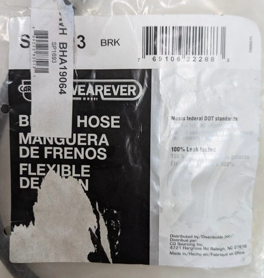 Manguera hidráulica de freno Wearever BHA19064 SP1693 APTA AÑOS 60 Chevrolet Corvair Chevy II Foto 2 de 3