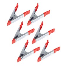 6 X JAK 4" Metal Spring Clamps Wood Work Craft Strong Soft Grip Stall Clips