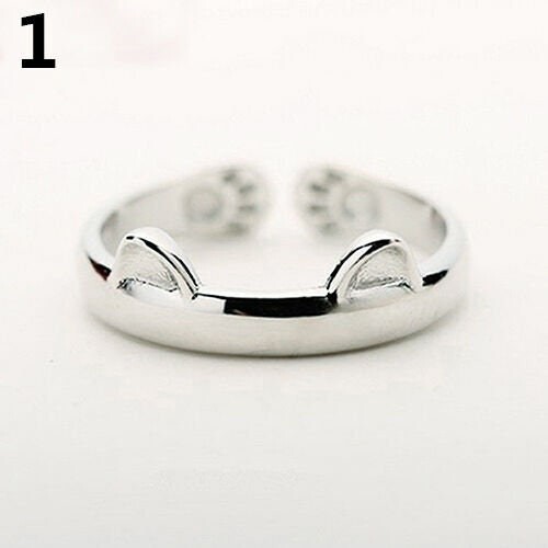 New Cat Ear Claw Silver Plated Finger Adjustable Open Ring Cocktail Jewelry Gift - Picture 2 of 9