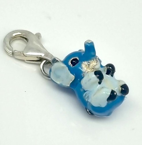 CLEARANCE Solid 925 Sterling Silver Blue Boy Baby Elephant Drop Charm Pendant - Picture 2 of 2
