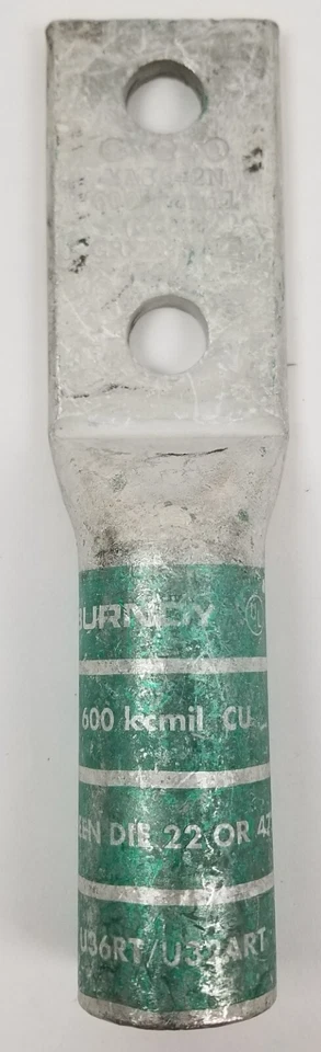 5pcs BURNDY YA362N 2-Hole Lug Compression Connector Straight Barrel 600kcmil NEW - Image 3 of 4