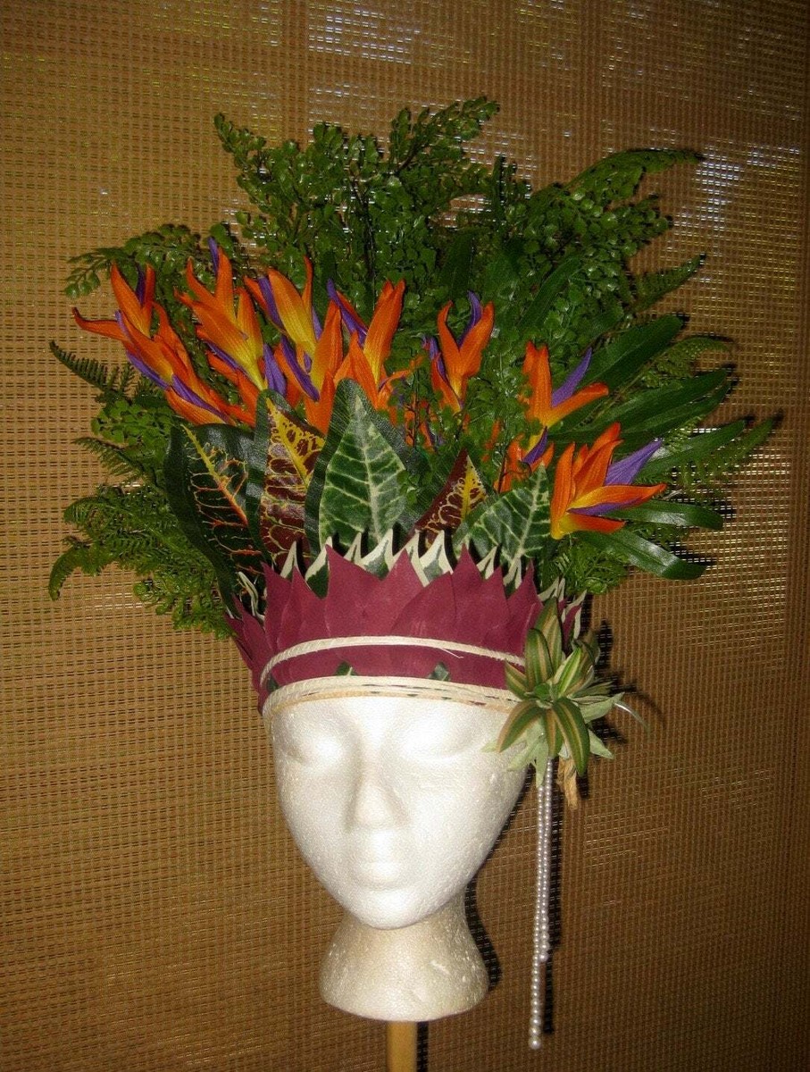 Tahitian Tropical Headdress Cook Society Islands Ethnic Costume  Islander