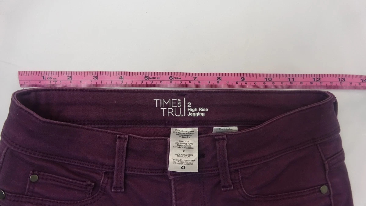 Time and Tru Women’s Purple Pearl High Rise Jeggings Skinny Pants Size (2)  Small