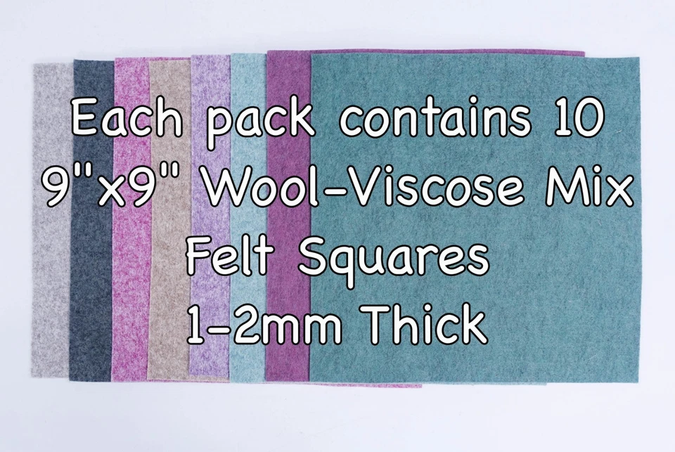 Felt Pack Wool Blend Craft Fabric Squares 9" / 22cm EN71 Standard (multi packs) - Image 4 of 4