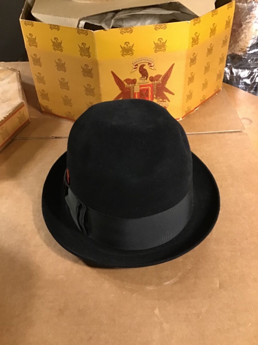 Vintage 1950's KNOX CUSTOM Fedora Black Hat Black Band w Vintage 1950's KNOX CUSTOM Fedora Black Hat Black Band w