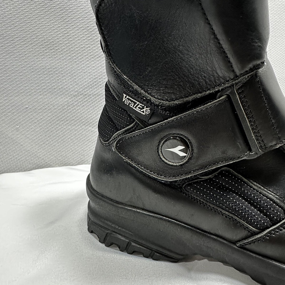 80s VINTAGE DIADORA BIKER BOOTS ブーツ 古着 Diadora Veratex BlackLeather Motorcycle Boots Size 46 (EUR) Approx
