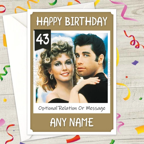 GREASE Personalised Birthday Card - personalized danny sandy travolta 1978