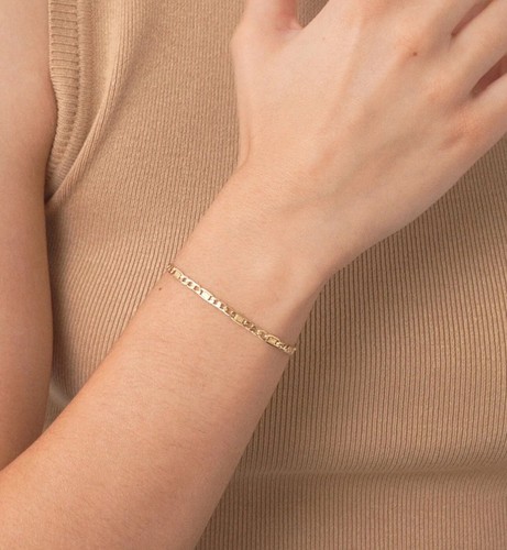 14k Real Gold Figaro Chain Bracelet , Dazzling Stunning Bracelet, Adjustable - Picture 3 of 10
