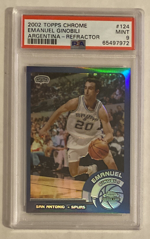 2002-03 TOPPS CHROME MANU GINOBILI ROOKIE ARGENTINA REFRACTOR #124 RC PSA 9 🔥📈
