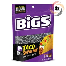 4x Bigs Taco Bell Taco Supreme Sunflower Seeds Bags 5.35oz Do Flavor Bigger