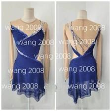 Ice Figure Skating Competition Dress Girls' Twirling Costume blue