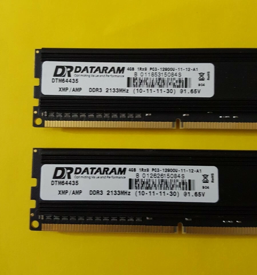 New DATARAM 8GB 2x4GB 1Rx8 PC3-12800U-11-12-A1 DTM64435 Desktop Memory DDR3 RAM  - Image 2 of 3