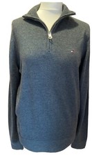 Image of Tommy Hilfiger Jumper Size M 38 1/4 Zip Charcoal Grey Men’s Sweater BNWT