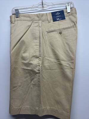 NWT Jantzen Beige Beige Chino Classic Fit Flat Front Shorts 34