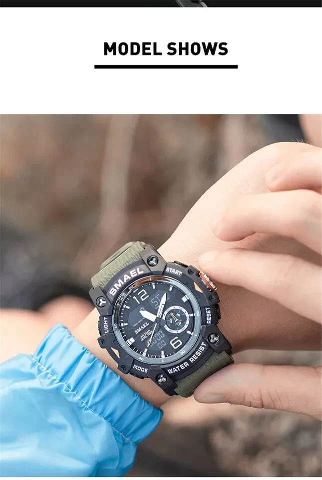 SMAEL Reloj Hombre Digital LED Electrónico Reloj Pulsera Doble Cuarzo Relojes Militares Foto 2 de 4
