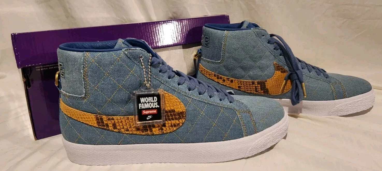 Blazer Nike SB Zoom Mid QS 2 Supreme Denim 2022 (DX8421 400) homme taille 10