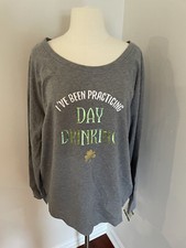 NWT St. Patrick's Day I've Been Practicing Day Drinking Sweatshirt Sz XL Gray
