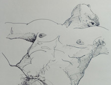 Male nude ink drawing Original Hand Drawn Reclining Reclined