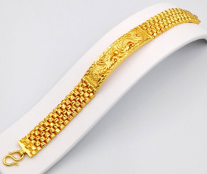 Authentic Dragon Bangle Bracelet  24K Thai Yellow Gold Plated Men Women Jewelry 6.5-7.5"