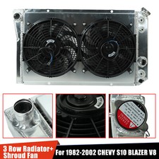 Aluminum Radiator 3 Rowfan Shroud For 82-02 Chevy S10 Blazer 84-90 Corvette V8