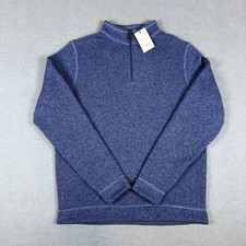 Peter Millar Crown Men's Quarter Zip Fleece Pullover Sweater Blue Size S Golf