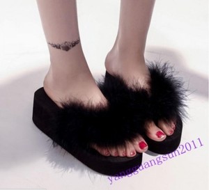 fluffy platform sandals