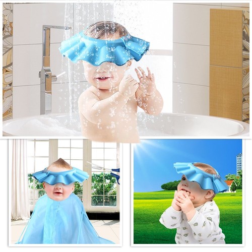 Safe Shampoo Shower Bathing Protection Bath Cap Soft Adjustable Visor Pink - Picture 6 of 7