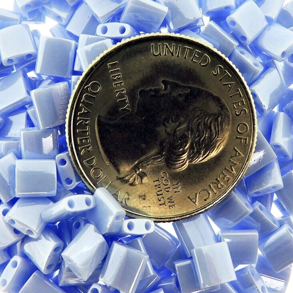 Miyuki Tila 2-Hole Square Beads 5mm Opaque Light Periwinkle Luster MBTL-446 - Image 4 of 4