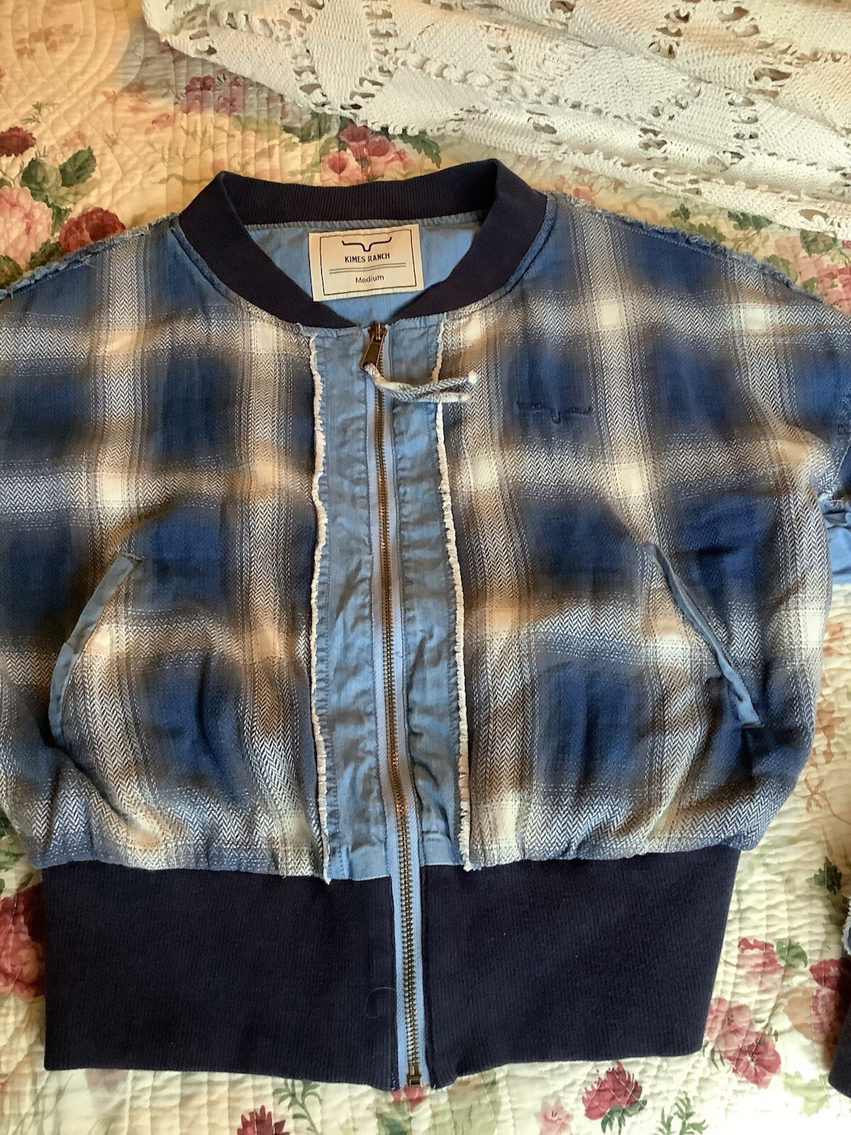 EUC Kimes Ranch Denim Patchwork Plaid Jacket West… - image 4