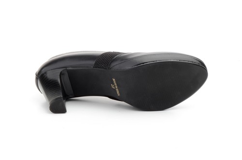 Zapatos de vestir en piel negro con elásticos, tacón y plataforma Español - Imagen 3 de 5