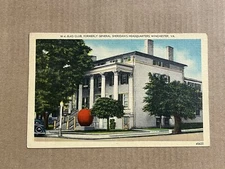 Postcard Winchester VA Elks Club General Sheridan's Headquarters Linen Vintage