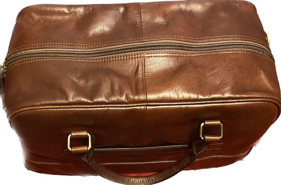 Ralph Lauren Chaps Carry On Brown Top Grain Saddle Leather Weekend