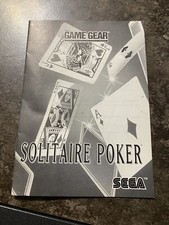 Solitaire Poker Game Gear, 1991 Manual Only