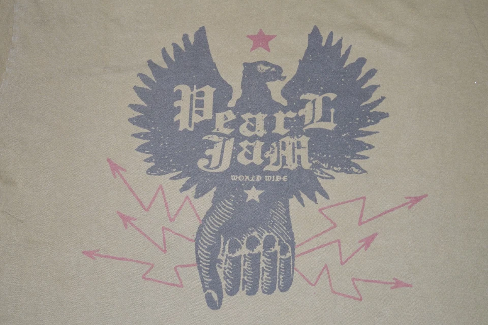 PEARL JAM 2006 GIRA MUNDIAL ROPA REAL CAMISA PARA HOMBRE XL RARA EJÉRCITO VERDE OLIVA Foto 2 de 4