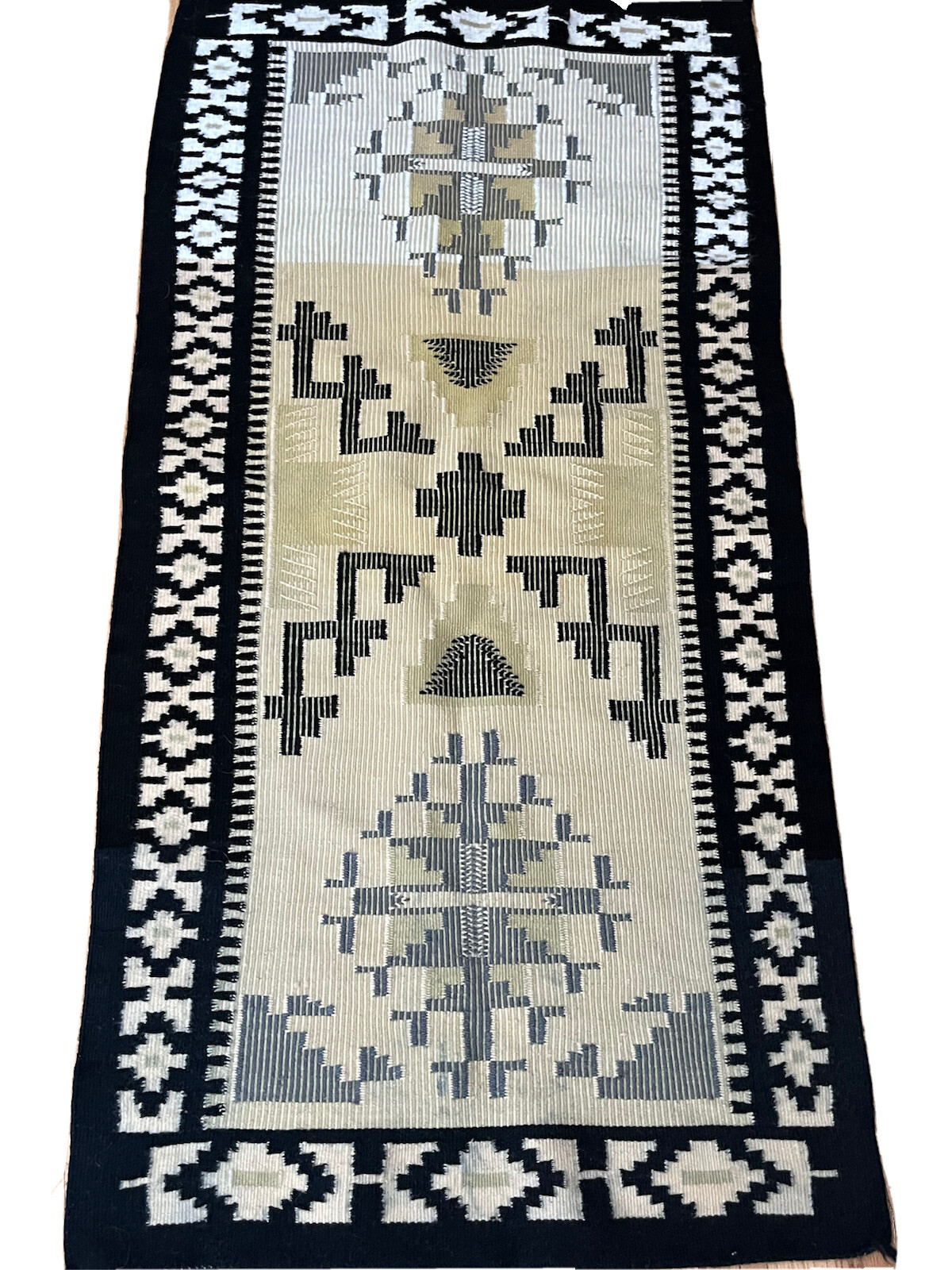 Navajo Two Grey Hills Tapestry Rug Geometric Pattern Natural Colors 24