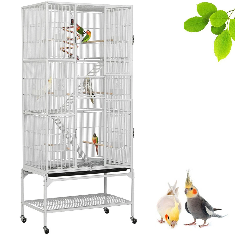 Volière Cage à Oiseaux Canaries Perruches Perroquets Madarin Cage Lapin Rongeur - Photo 1/4