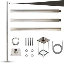 ColourTree Stainless Steel Pole with Base Plate Height-Adjustable Mounting Clamp