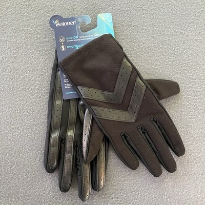 Isotoner Spandex Gloves Size MD SmartTouch & SmartDri Water Repellent Chevron