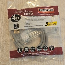 Certified Appliance Accessories Electric Range Cord 4ft 3 Wire 40 Amp 90-1060