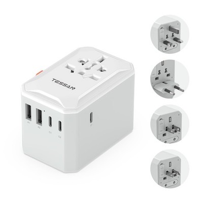 TESSAN Universal Travel Adapter Travel Plug Adapter weltweit mit 5 USB-Anschlüssen