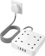 Multi Power Plug Extension Lead with 4 Way Outlets, 3250W 13A Power Strip