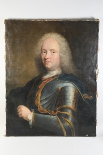 C57D03 Quadro antico ritratto di nobile con arnica XVIII secolo