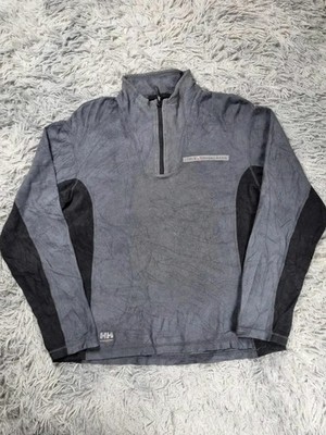 Vintage Helly Hansen Workwear Fleece grau Logo bestickt Lübeck Streetwear Jahre
