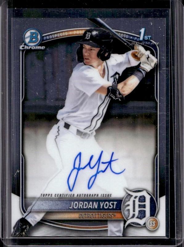 2025 Bowman Draft Jordan Yost Chrome Auto Autograph 1st Prospect #CPA-JY Tigers